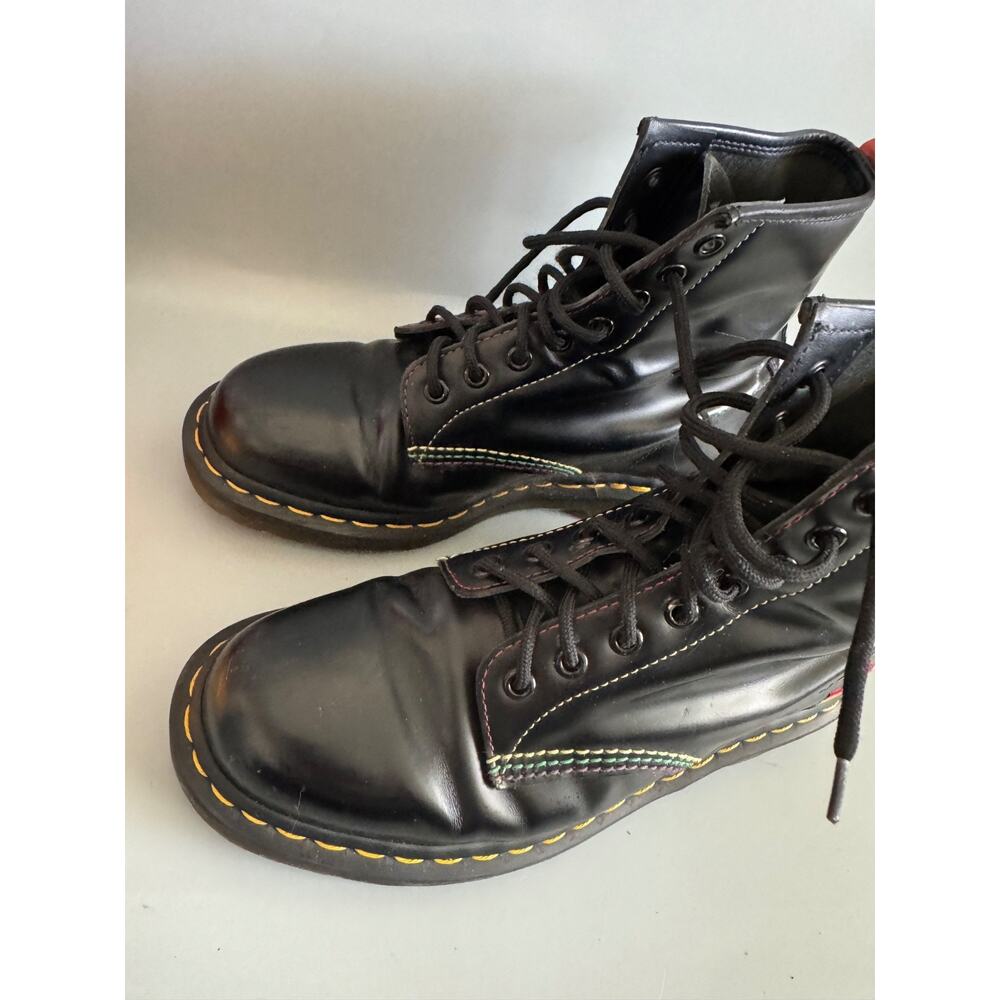 Dr. Martens 1460 Pride Rainbow Stitch Black Leather Combat Boots Women 8 Men 7 - Picture 3 of 14